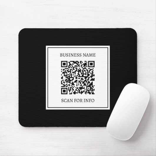 Tapis De Souris Code QR professionnel | Noir & Blanc (Avec souris)
