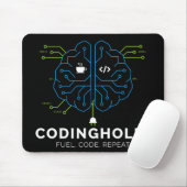 Tapis De Souris Codingholic Tech Brain For Developers Dark (Avec souris)