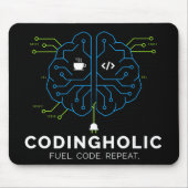Tapis De Souris Codingholic Tech Brain For Developers Dark (Devant)