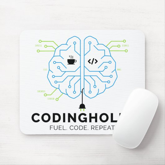 Tapis De Souris Codingholic Tech Brain Programmer | Developer Gift (Avec souris)