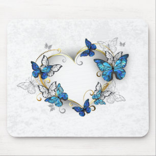 Tapis De Souris Coeur bijoux avec papillons Morpho