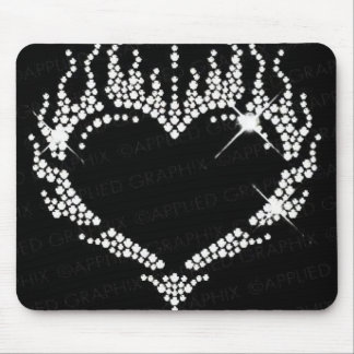 Tapis De Souris Coeur blanc Mousepad de fausse pierre