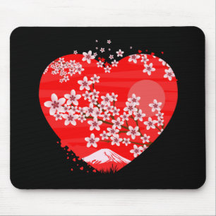 Tapis De Souris Coeur cerise en fleurs