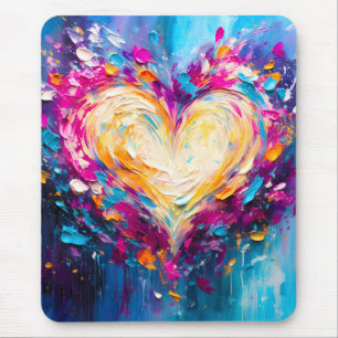 Tapis De Souris Cœur d'amour moderne abstrait coloré
