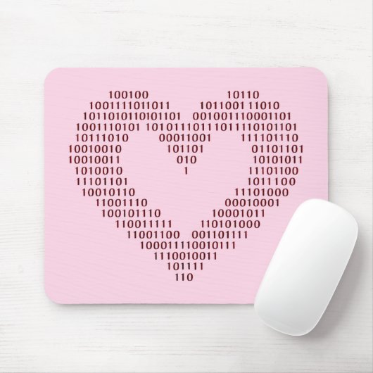 Tapis De Souris Coeur de code binaire (Avec souris)