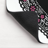 Tapis De Souris Coeur de dentelle noir et rose (Coin)