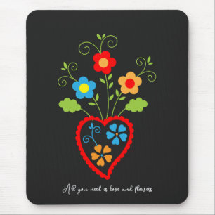Tapis De Souris Coeur de floraison folklorique portugais