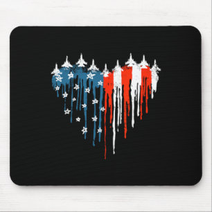 Tapis De Souris Coeur de l'avion Rouge Blanc Bleu Drapeau Américai
