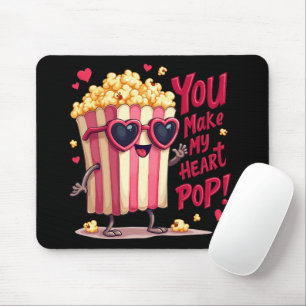 Tapis De Souris Cœur de Popcorn Design de la Saint-Valentin Pop