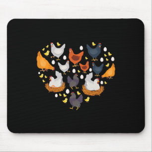 Tapis De Souris Cœur de poulets Amour Dame poulet Femmes Hommes En