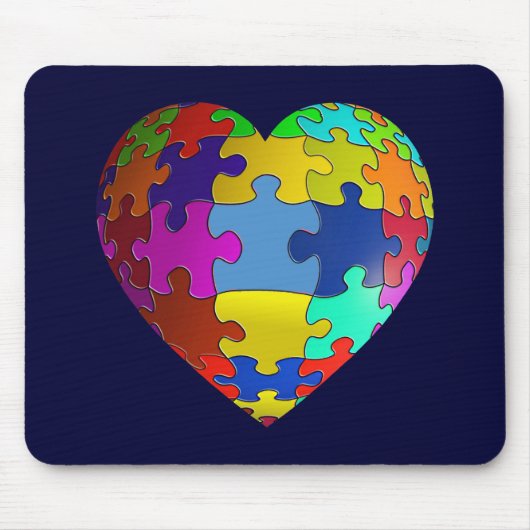 Tapis De Souris Coeur de puzzle de sensibilisation sur l'autisme (Devant)