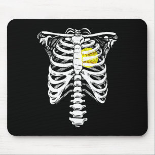 Tapis De Souris Cœur de softball squelette cage thoracique Hallowe