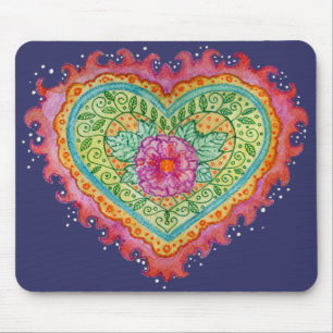 Tapis De Souris Coeur des flammes Mousepad