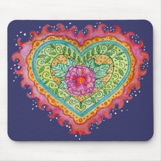 Tapis De Souris Coeur des flammes Mousepad (Devant)