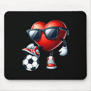 Tapis De Souris Cœur drôle jouant au football pour la Saint-Valent