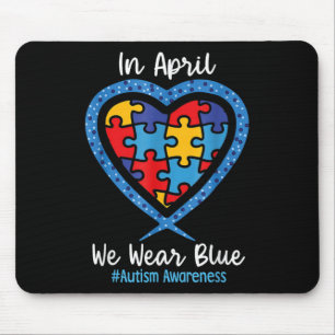 Tapis De Souris Coeur En Avril Nous Portons Bleu Amour Espérance F