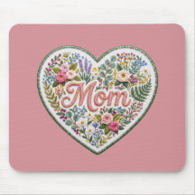 Cœur en broderie fausse florale Maman