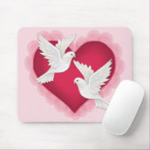 Tapis De Souris Coeur et colombes - rose (Avec souris)