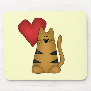 Tapis De Souris Coeur et T-shirts et cadeaux rayés de chat