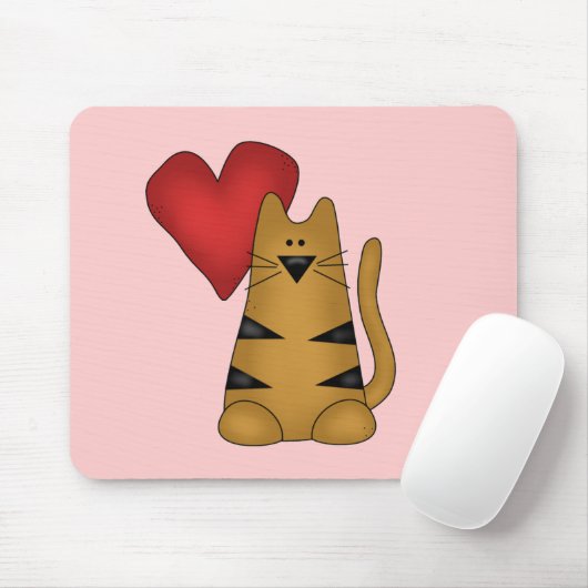 Tapis De Souris Coeur et T-shirts et cadeaux rayés de chat (Avec souris)