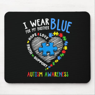 Tapis De Souris Coeur Je Porte Du Bleu Pour Ma Sensibilisation sur