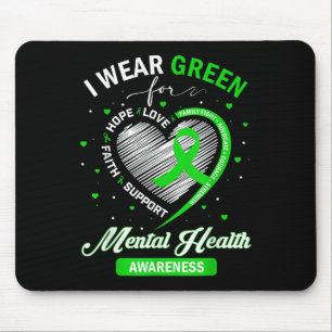 Tapis De Souris Coeur Je Porte Vert Pour La Sensibilisation À La S