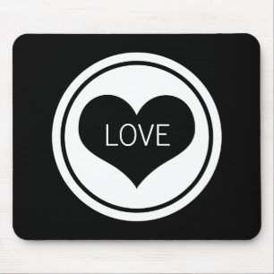 Tapis De Souris Coeur lisse Mousepad, noir et blanc