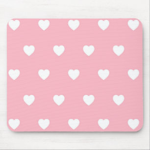 Tapis De Souris Coeur mignon Valentines Aimer Coeurs rose et blanc