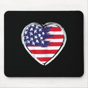 Tapis De Souris Coeur nous drapeau 4 juillet patriotique américain