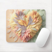 Tapis De Souris Coeur papier Pastel 3D Whimsical (Avec souris)