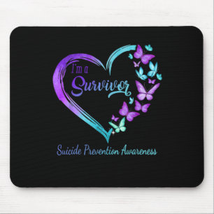 Tapis De Souris Coeur papillon Je suis un survivant Prévention du
