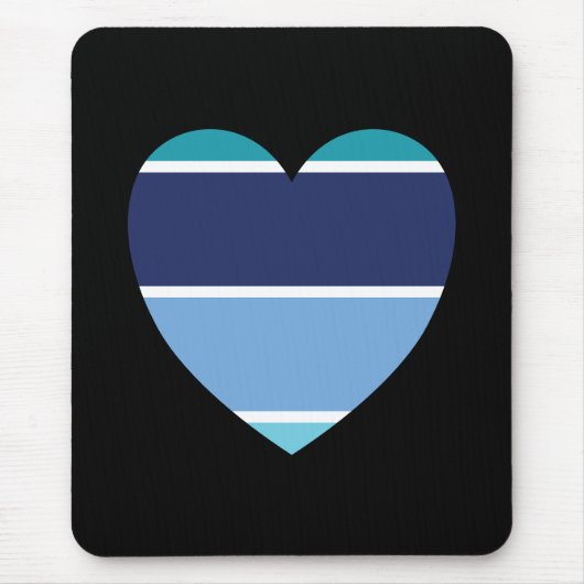 Tapis De Souris Coeur rayé bleu (Devant)