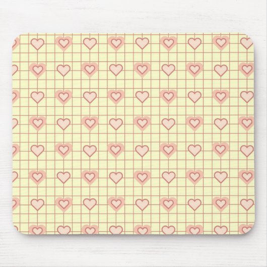 Tapis De Souris Coeur rose À damiers Motif Saint Valentin (Devant)