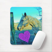 Tapis De Souris Coeur rose et Cheval jaune (Avec souris)