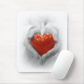 Tapis De Souris Coeur rouge dans des mains, je t'aime forme (Avec souris)
