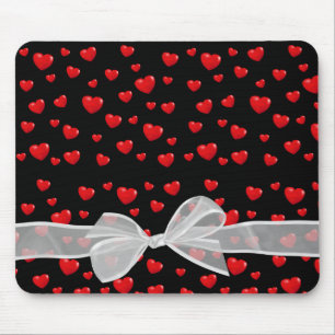 Tapis De Souris coeur rouge et arc sur noir
