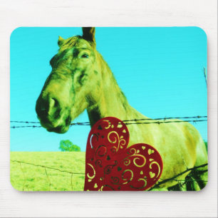 Tapis De Souris Cœur Rouge et Cheval
