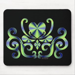 Tapis De Souris Cœur sur lily - arc-en-ciel sur noir