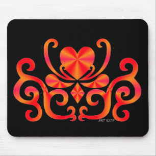Tapis De Souris Coeur sur lis - arc-en-ciel sur noir