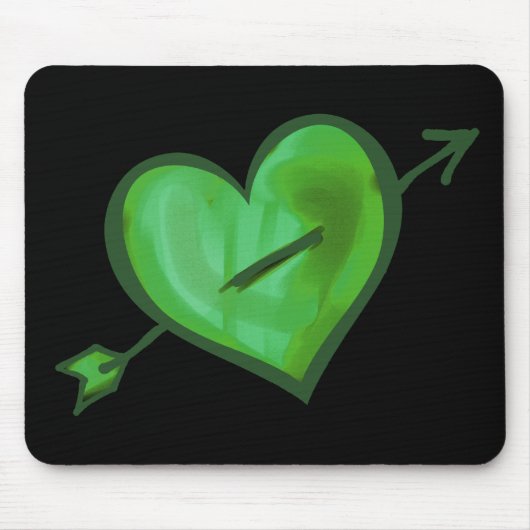 Tapis De Souris Coeur vert avec la flèche (Devant)