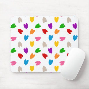 Tapis De Souris Cœurs Amour Motif Design Coloré Blanc