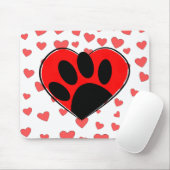 Tapis De Souris Coeurs Amoureux de les chiens partout (Avec souris)