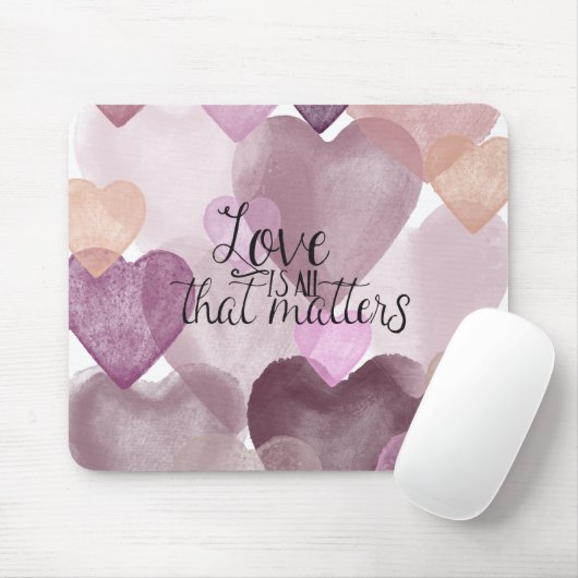 Tapis De Souris Coeurs aquarelle (Avec souris)