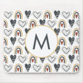 Tapis De Souris Coeurs arc-en-ciel Motif Monogramme initial (Devant)