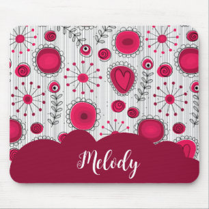 Tapis De Souris Coeurs blancs blancs blancs blancs Whimsical fleur