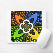 Tapis De Souris Coeurs bleu vert jaune Iridescente (Avec souris)