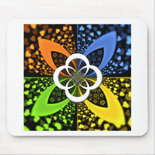 Tapis De Souris Coeurs bleu vert jaune Iridescente
