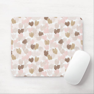 Tapis De Souris Cœurs Bruns Crème Rose