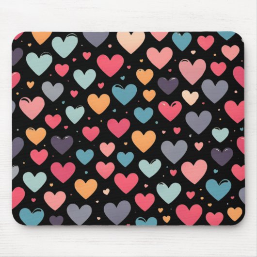 Tapis De Souris Coeurs colorés Saint Valentin (Devant)