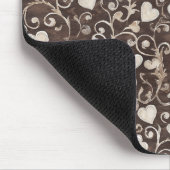 Tapis De Souris Cœurs Crème Marron (Coin)